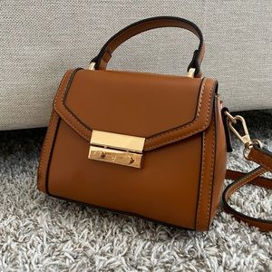 Brand new ASOS tan leather satchel shoulder crossbody handbag